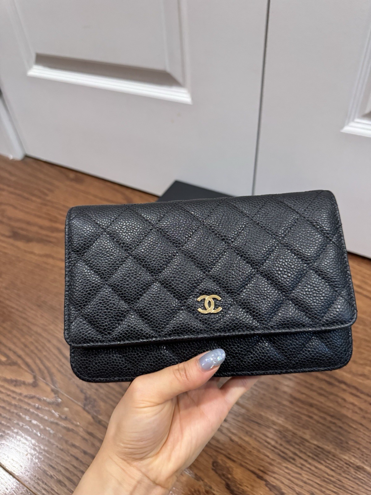 Chanel Caviar Quilted Wallet On Chain WOC Black Leather Gold Hardware