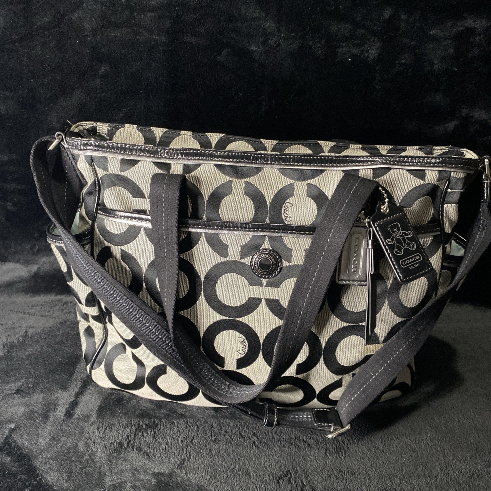 Coach Signature Op Art Extra Large Diaper Bag Tote Model F1293-16981