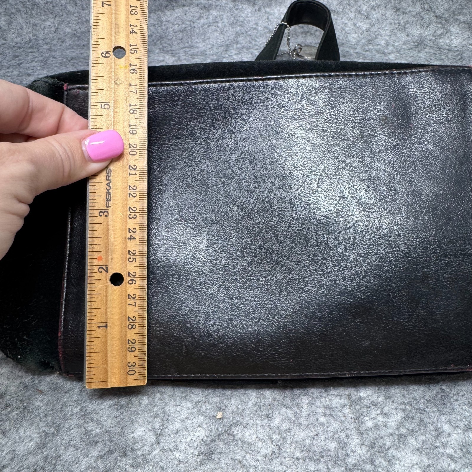 Vtg Y2K Apostrophe Black Suede Leather Shoulder Bag Boho Bohemian Minimalist