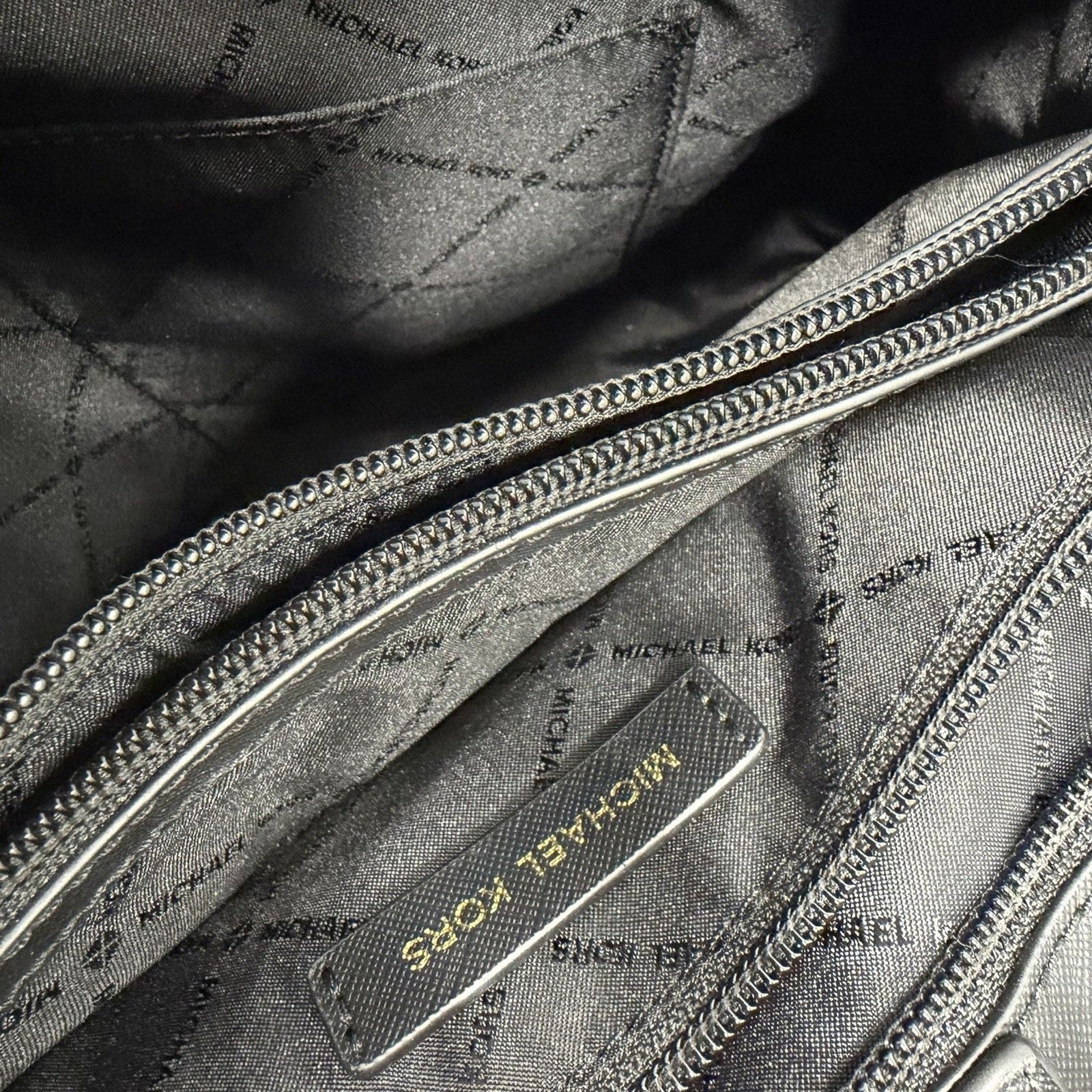 Michael Kors Sofia Large Tote Black Saffiano Leather Gold Chain MK Logo Charm