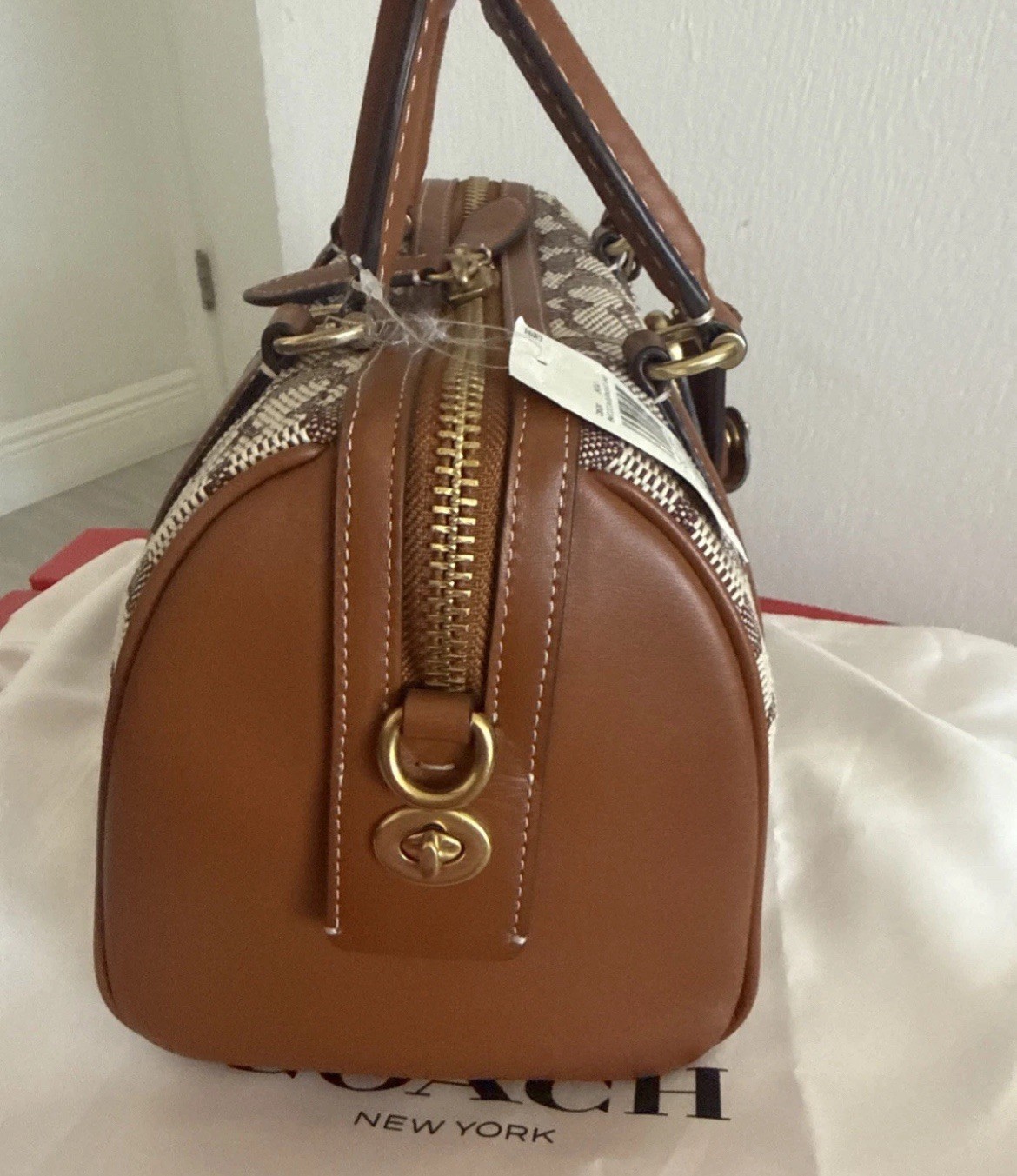 Coach Ruby Satchel 25 Signature Textile Jacquard, Cocoa/Burnished Amber