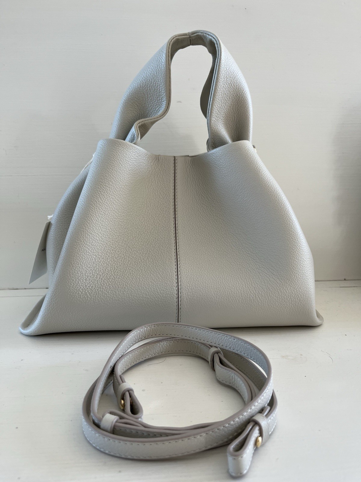 Polene Numero Neuf Textured Chalk Leather Crossbody Handbag NWT