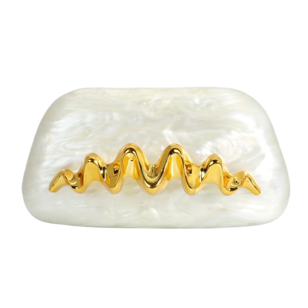 Trendy PU Leather Clutch Purse for Women, Acrylic Evening Handbag with Decor