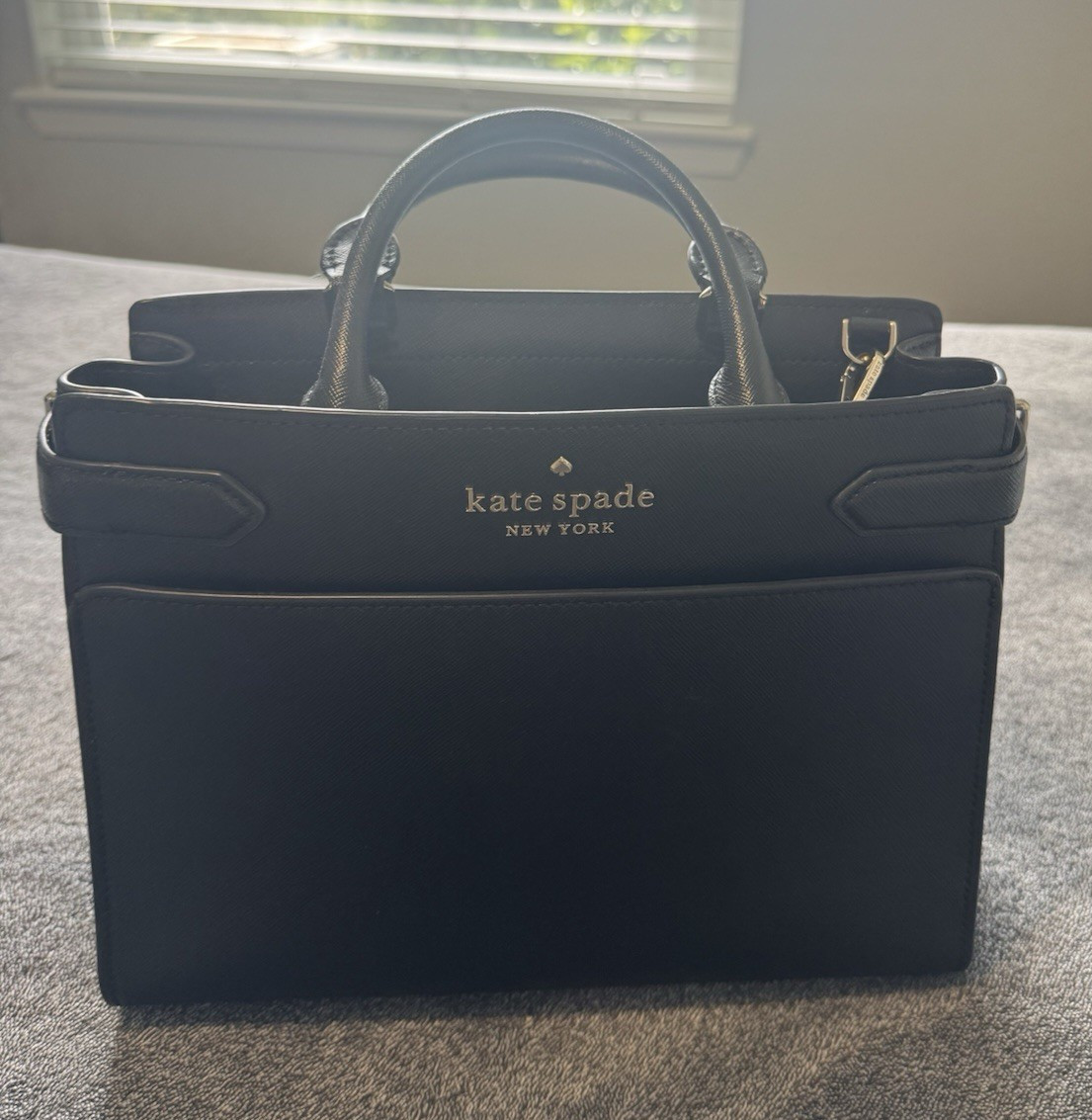 kate spade new york Black Satchel Top Handle Bag Zip Closure Gold Hardware