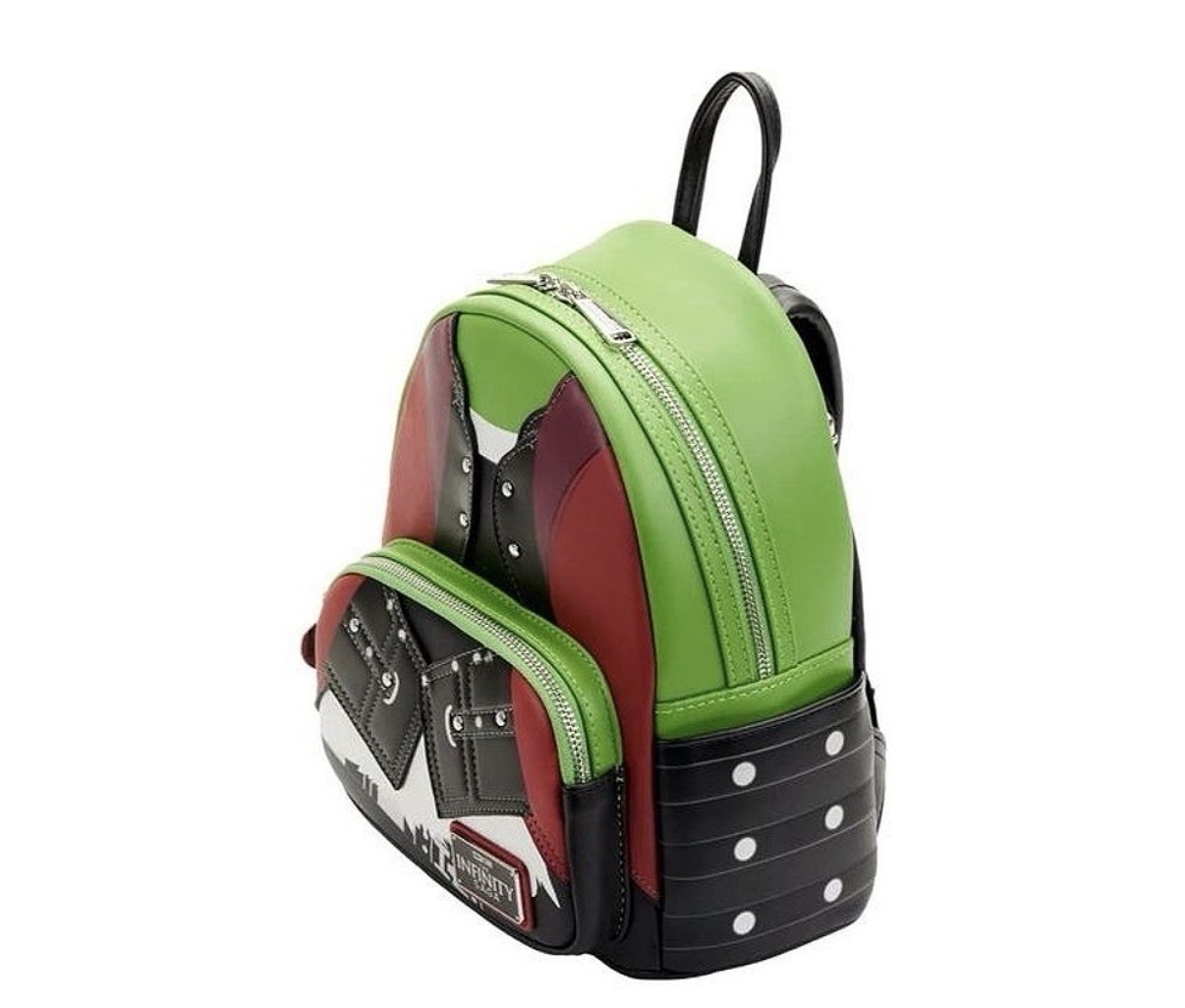 Loungefly Gamora Infinity Saga Mini Leather Backpack Zip Top Green/Red