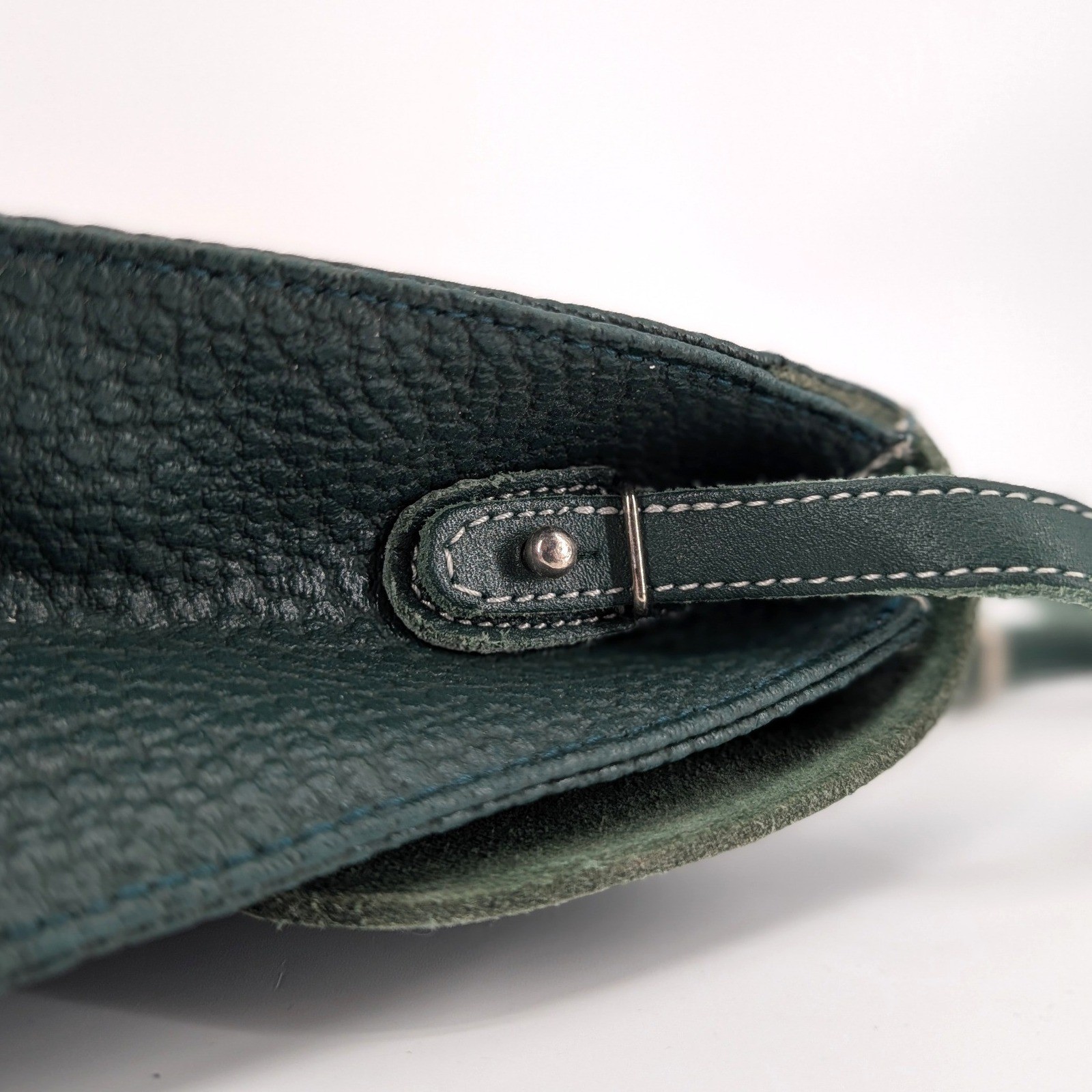 Paquetage Paris Green Pebbled Leather Satchel Bag Made in France Vintage