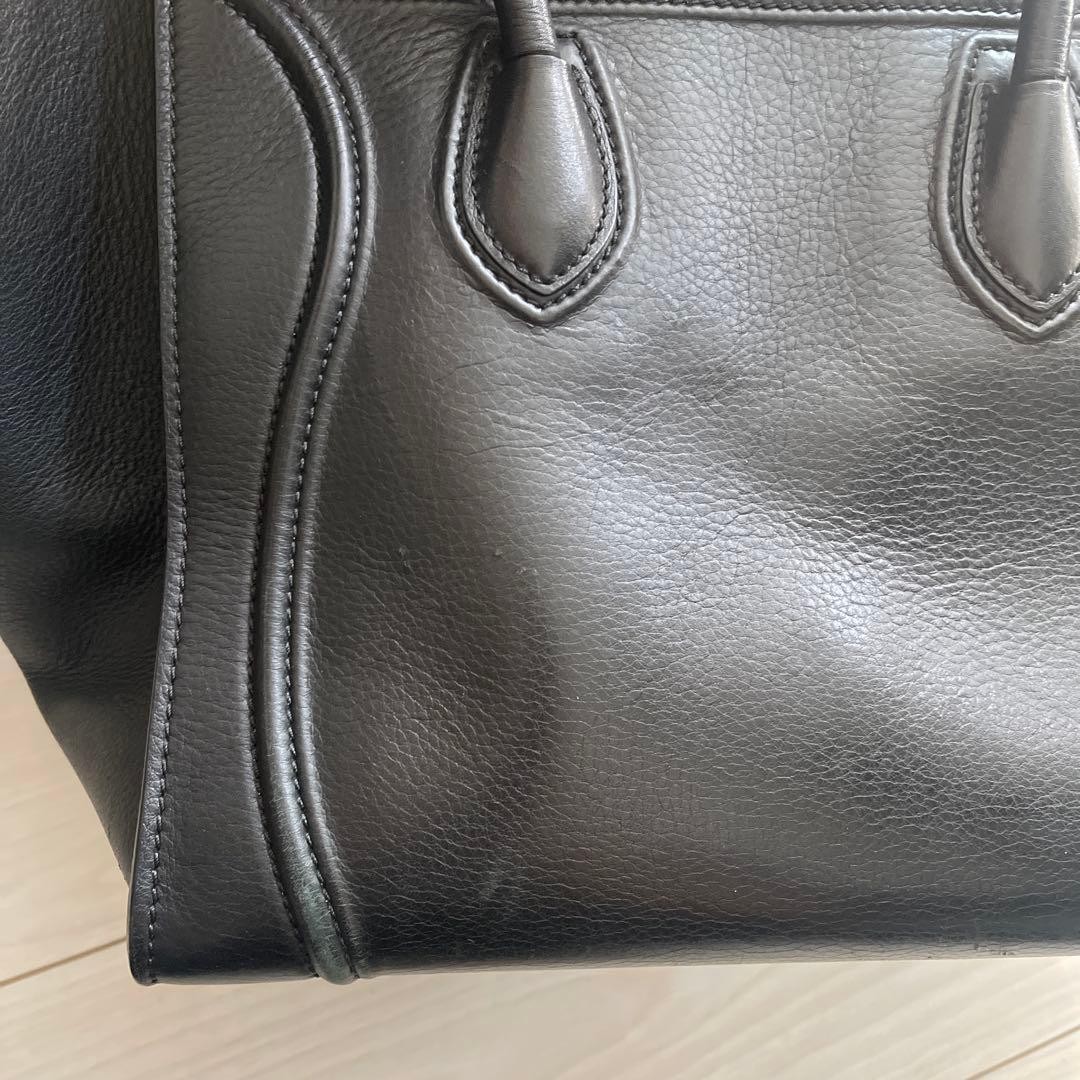 CELINE Luggage Phantom Black Leather Tote Handbag Women Pre-Owned