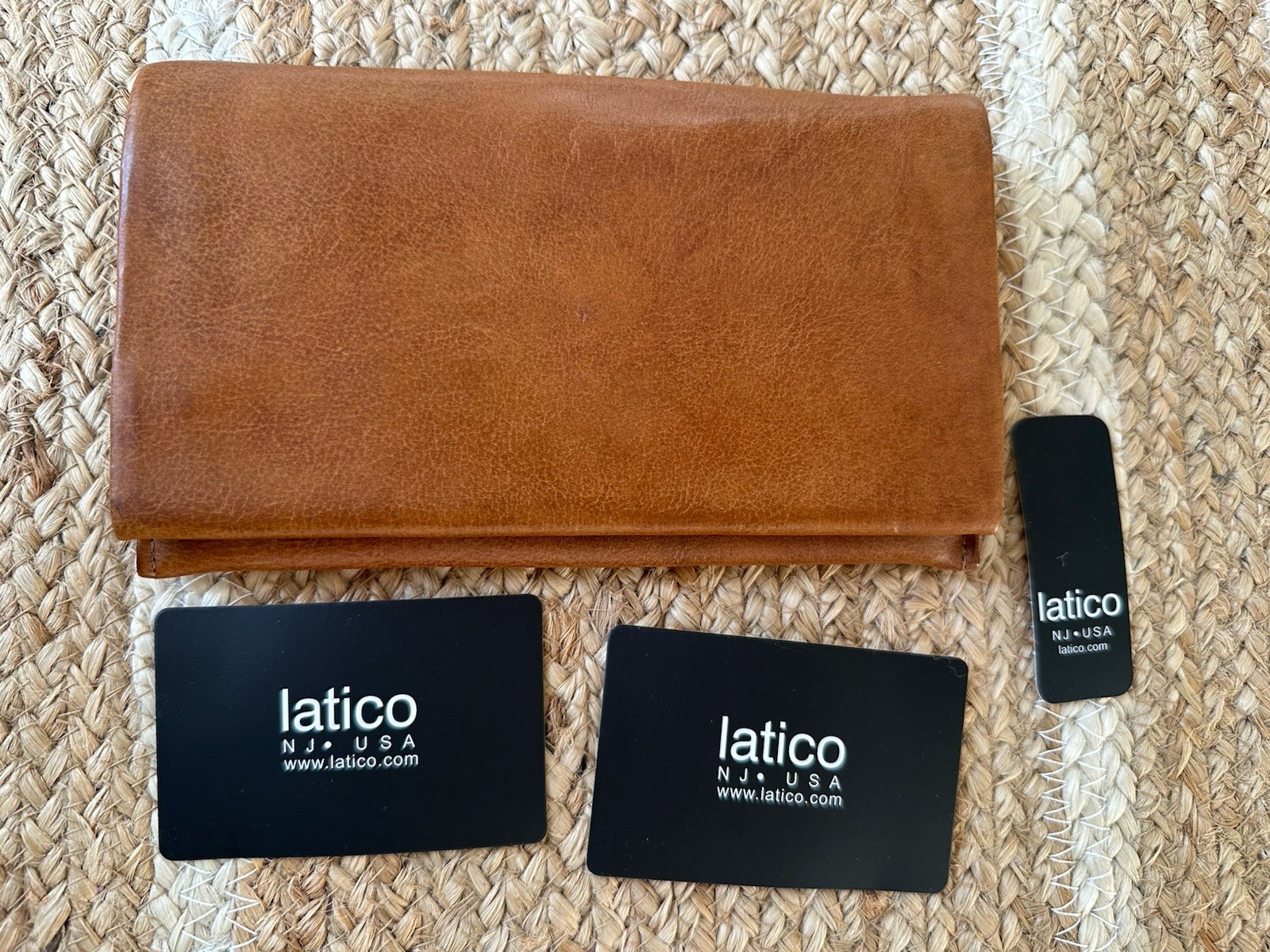 Latico Eloise Leather Wallet #4655 Cognac Handcrafted 4.25 H x 1 D x 7.25” NWOT