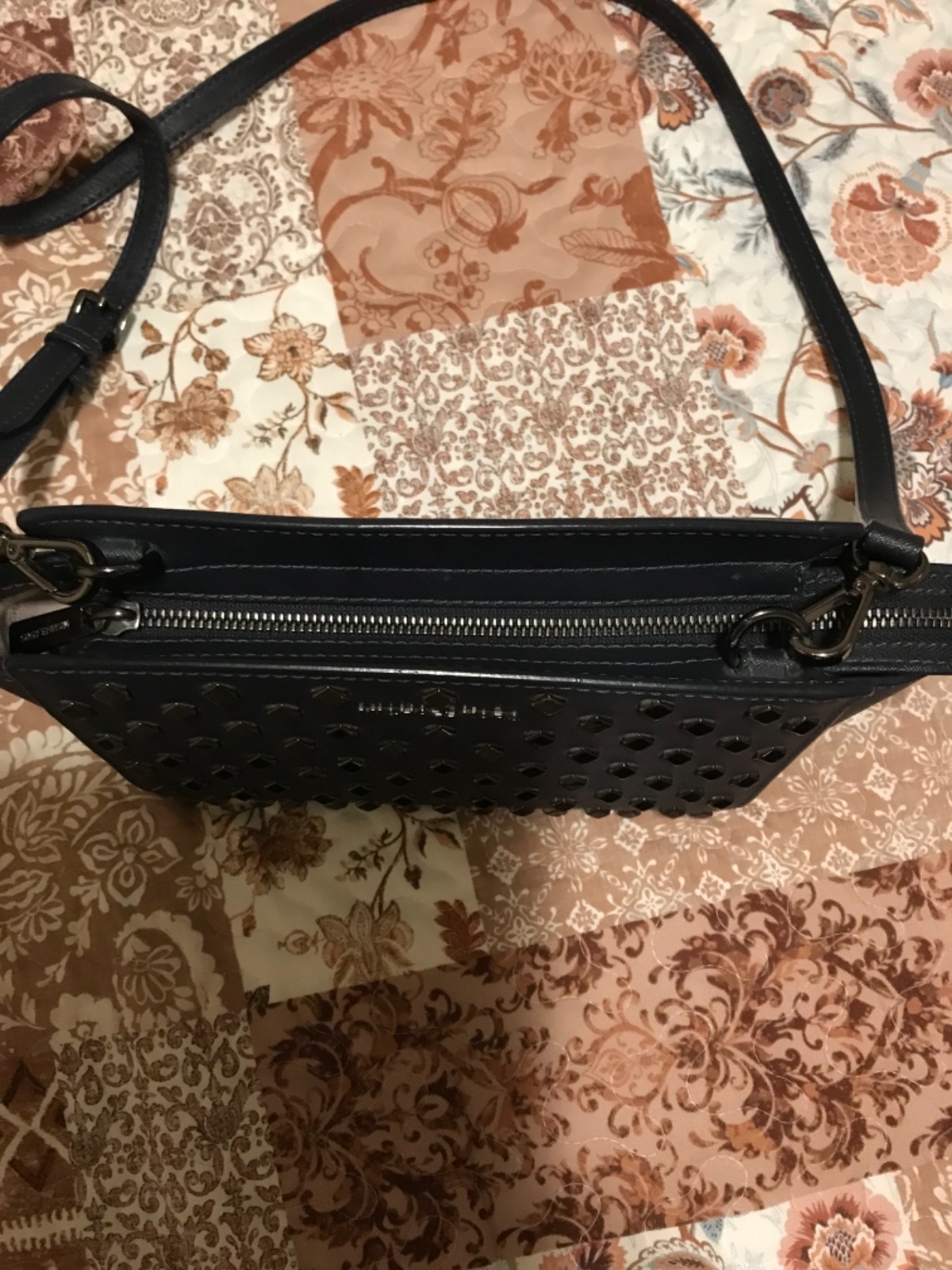 Michael Kors Selma Ellis Mini Satchel Black Leather Studded Crossbody