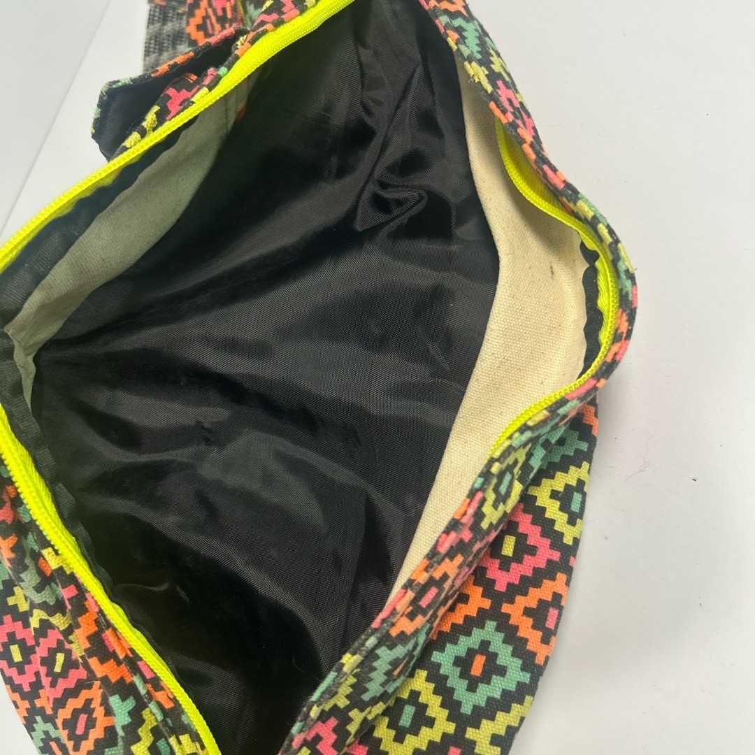 KAVU Rope Sling Bag Neon Multi Geometric Rope Strap Travel Festival