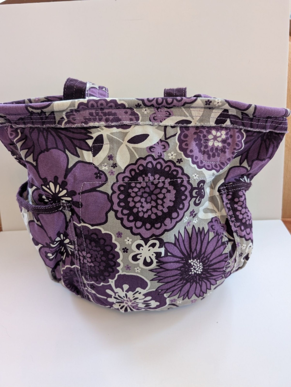 Thirty-One Retro Metro Tote Bag Retired “Plum Awesome Blossom” Canvas Storage