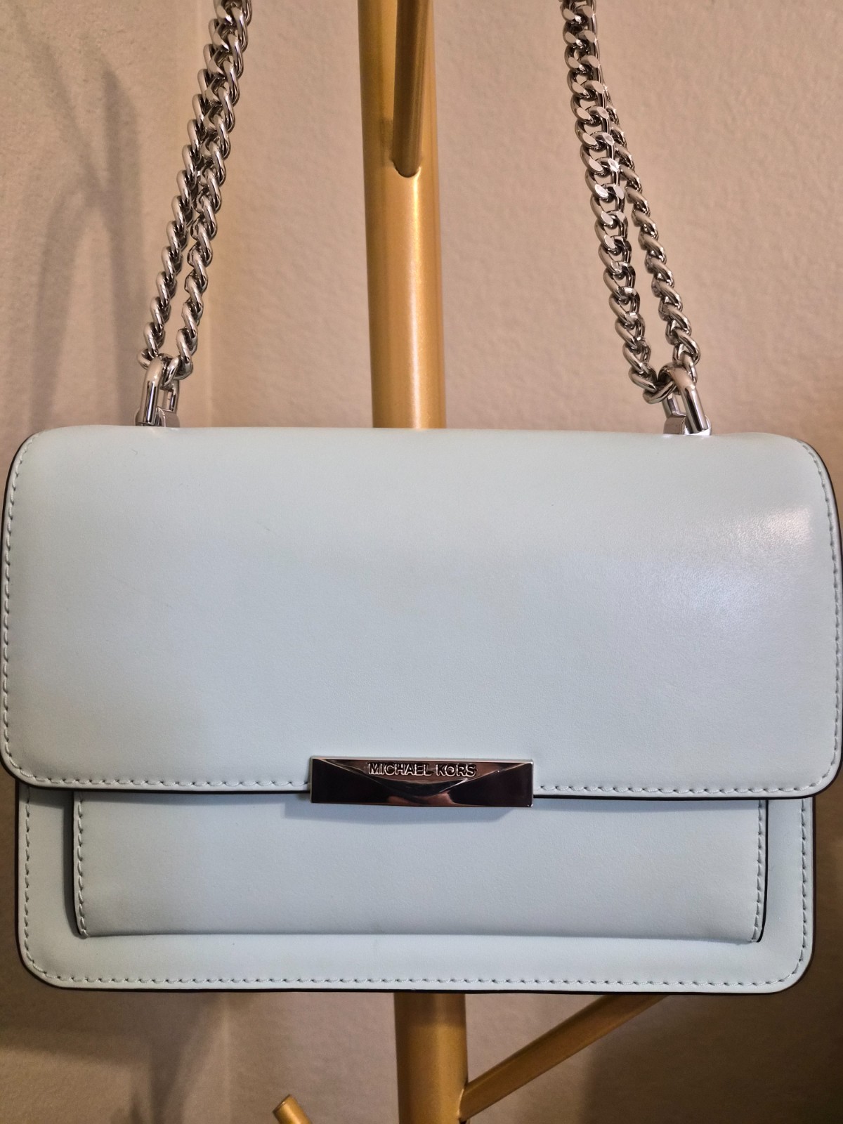Michael Kors Jade Shoulder Bag in Pale Aqua/Silver – Excellent Condition