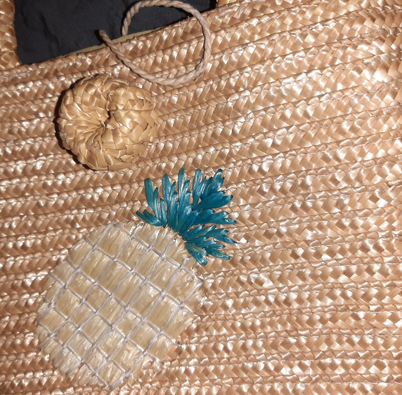 Woven Straw Tote Bag Pineapple Embroidered Purse Unbranded Boutique Bag Boho
