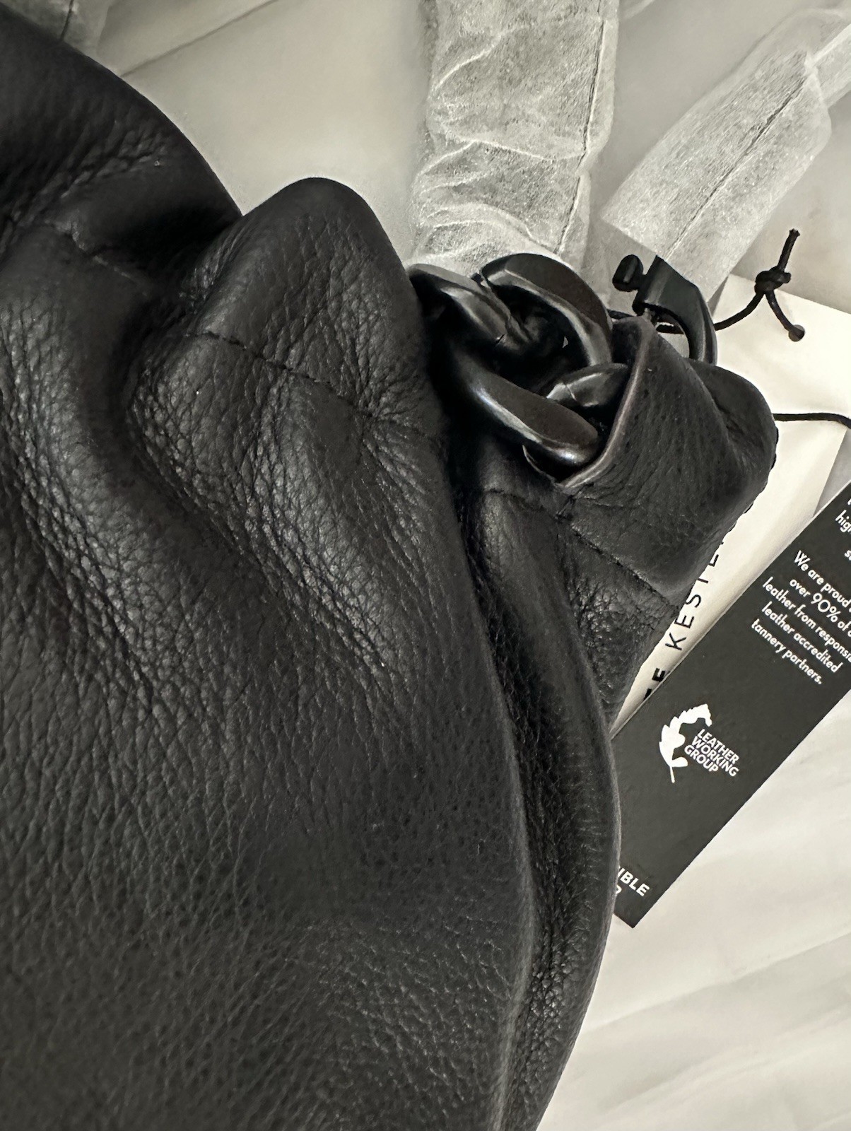 AIMEE KESTENBERG CHAIN HANDHELD CROSSBODY BAG, GENUINE LEATHER, BLACK, NWT