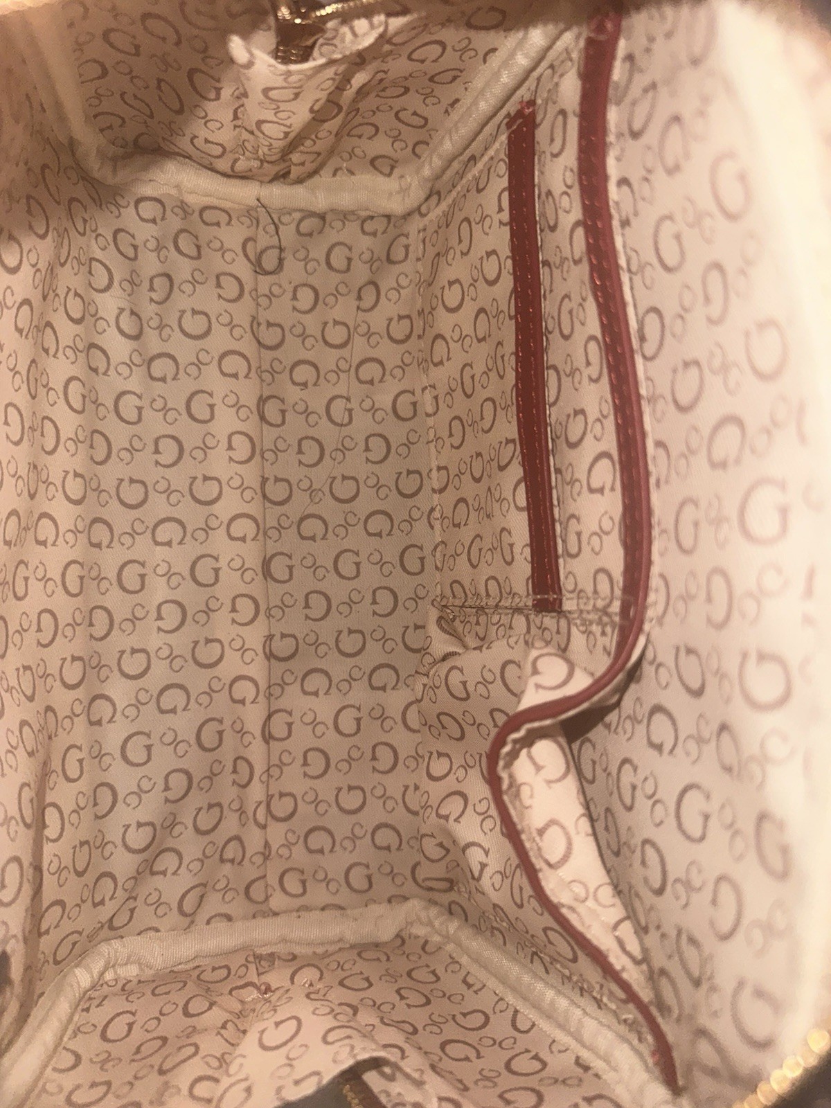 GUESS Red& Gold monogram y2k style bowling Boston crossbody hand bag purse