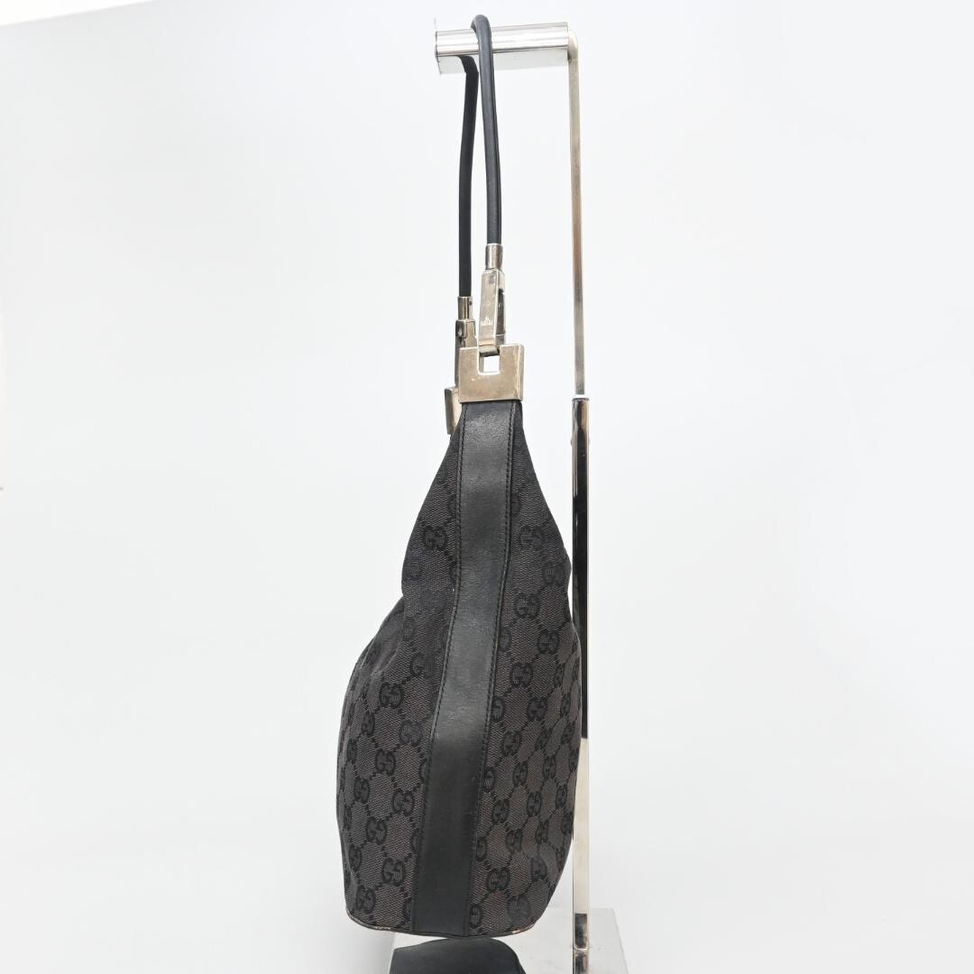 GUCCI GG Canvas Shoulder Bag Black Interlocking G Logo Zip with Strap 0013614