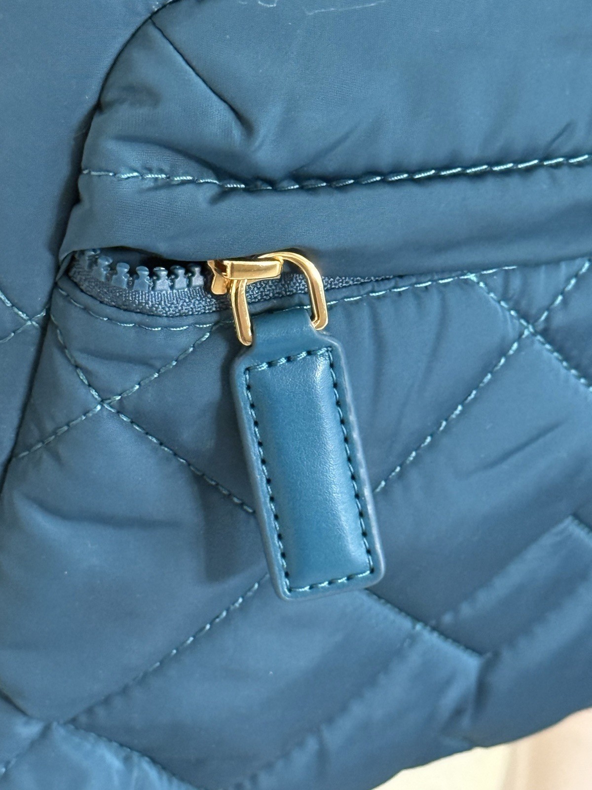 Marc Jacobs Crosby Quilted Nylon Backpack Teal Green Zip Pocket Adjustable New