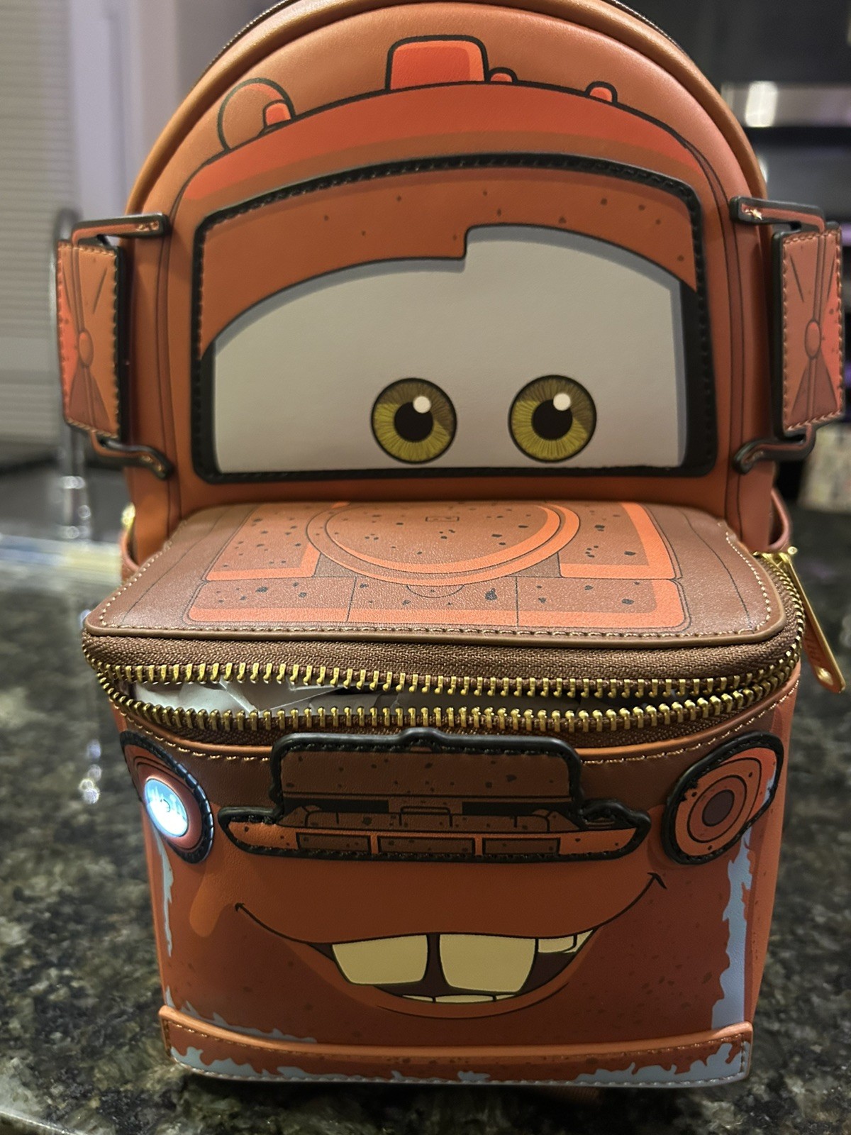 EXCLUSIVE Loungefly Disney Pixar Cars Mater Light Up Figural Backpack Bag NWT