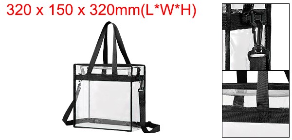1Pcs 13″ x 6″ x 13″ PVC Waterproof Closure Crossbody Shoulder Bag (Black)
