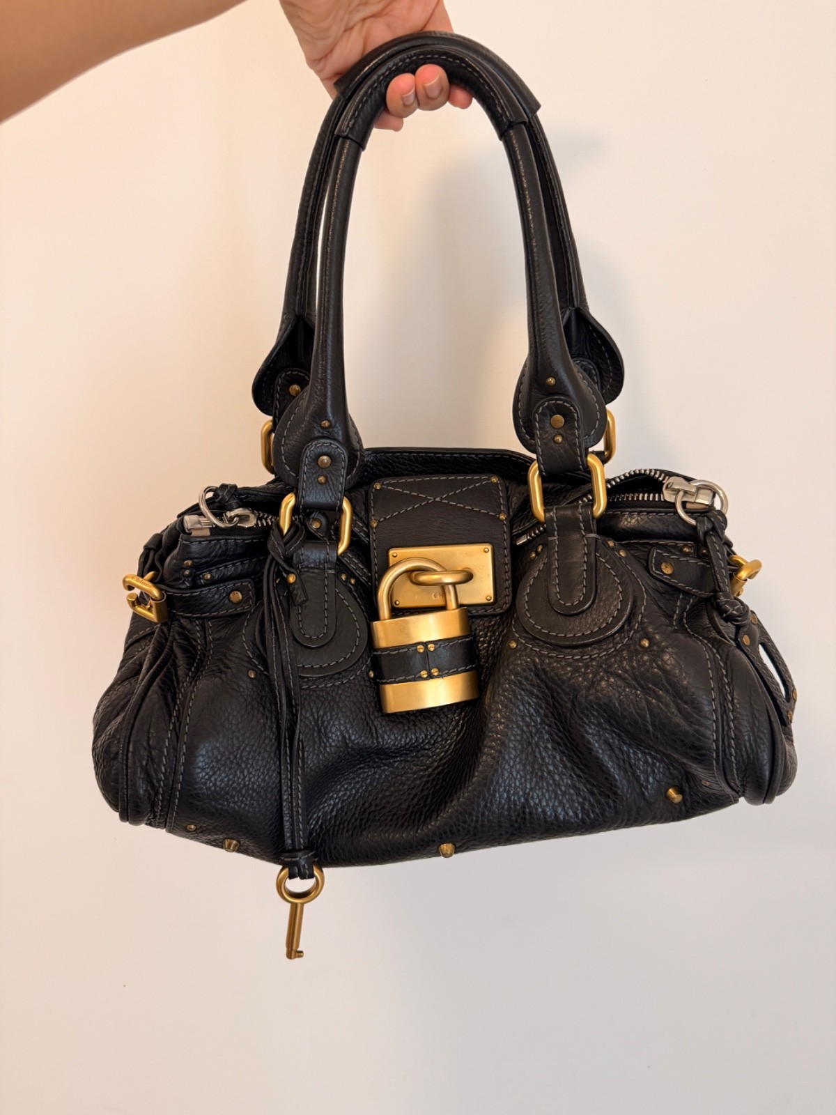Chloe Paddington Black Bag Vintage Great Condition Gold Hardware Key and Padlock