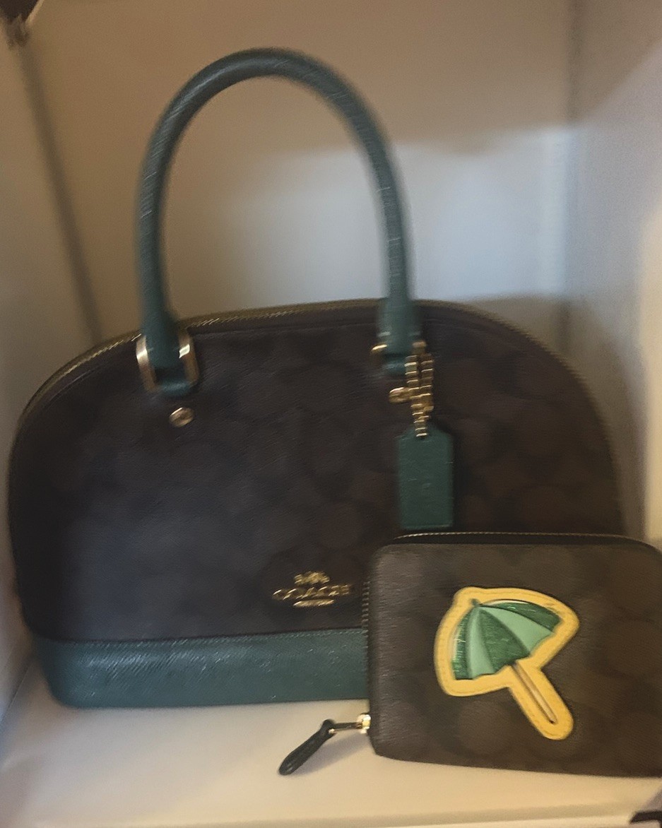 Coach Bag Brown/ Pine Green NWT Not Attach But Included (wallet Included )