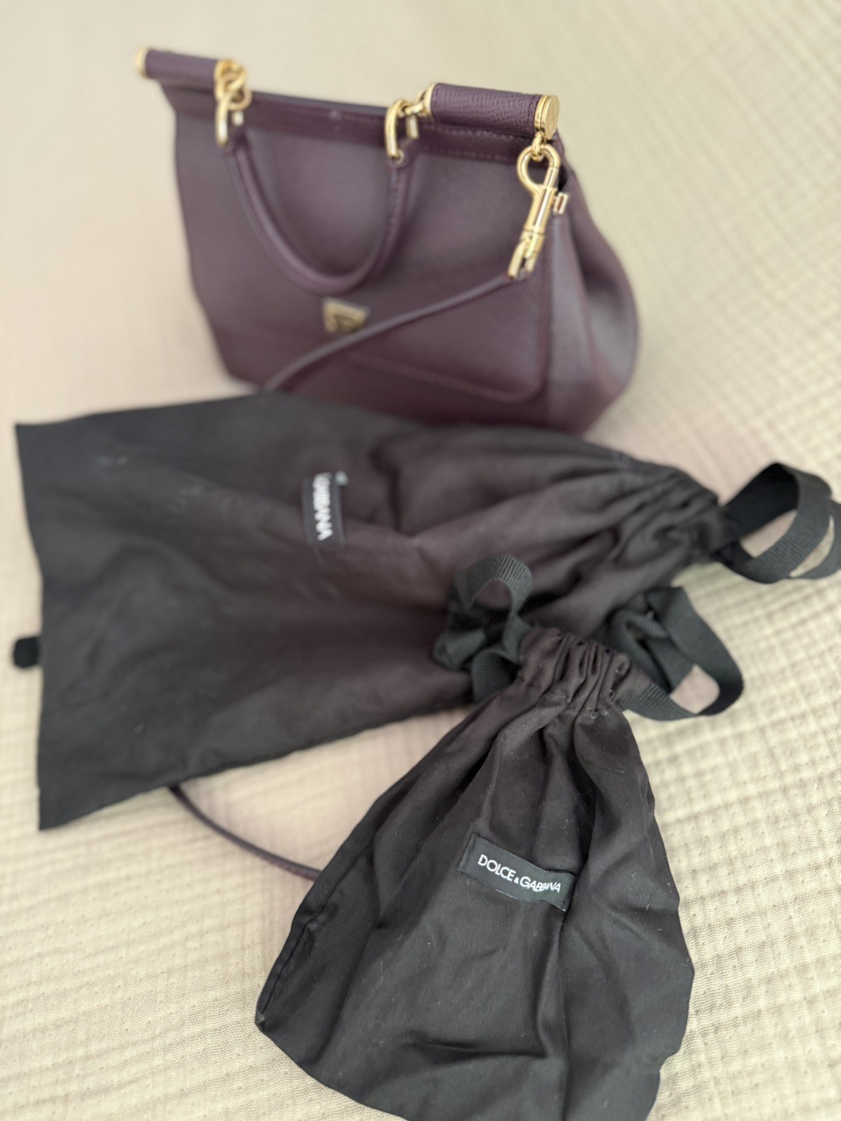 DOLCE&GABBANA Sicily Small leather Bag , New, Bordeaux color