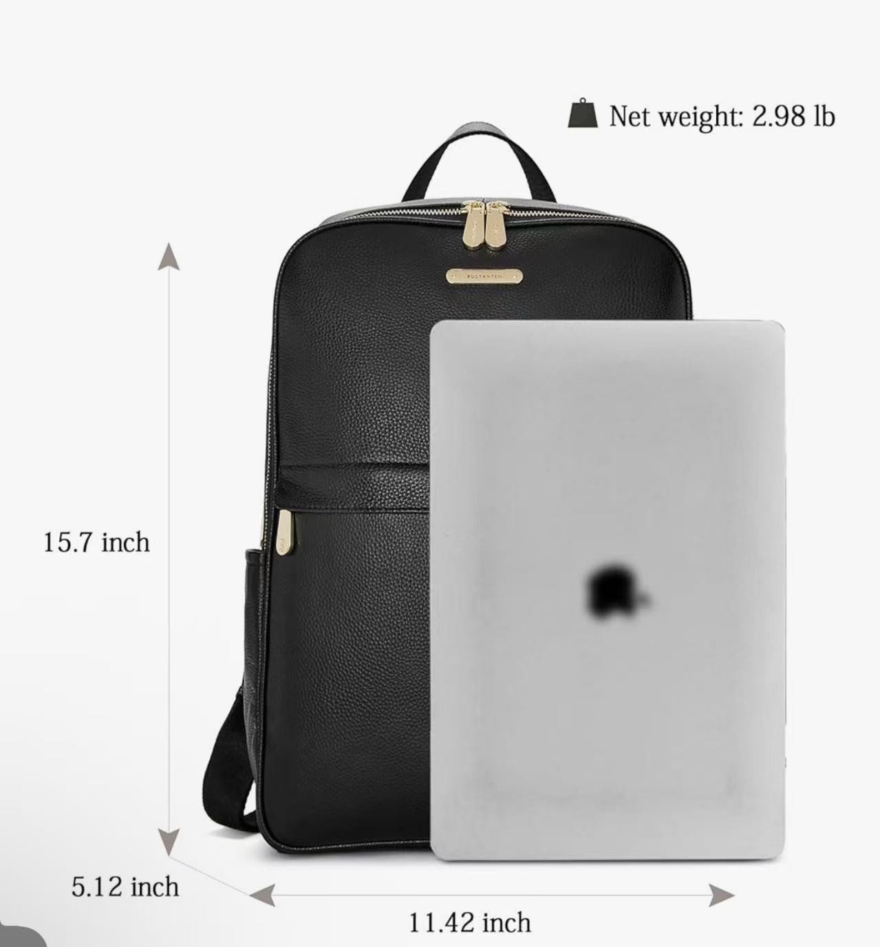 BOSTANTEN Genuine Leather 15.6 inch Laptop Backpack Purse for Women College Casu