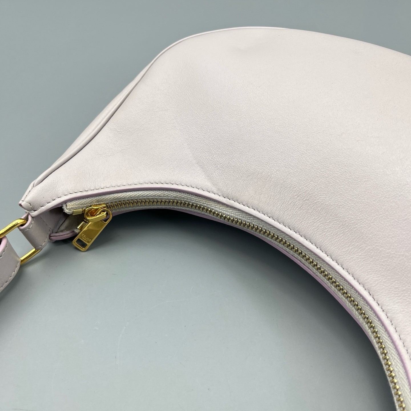 AUTH CELINE Ava Taro Purple Leather Underarm Shoulder Bag Handbag