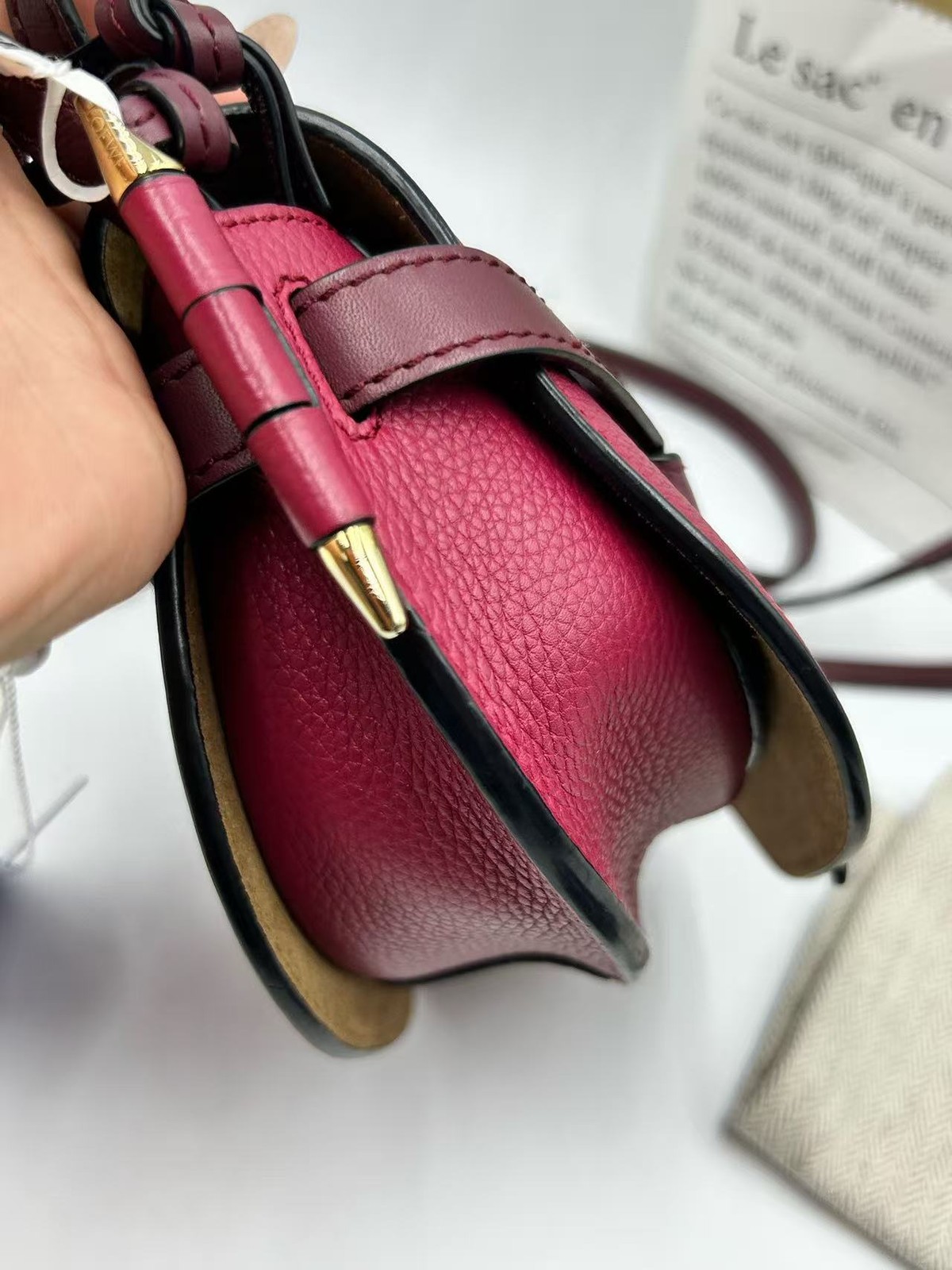 Authentic Loewe Burgundy Calfskin Gate Mini Crossbody Bag Spain