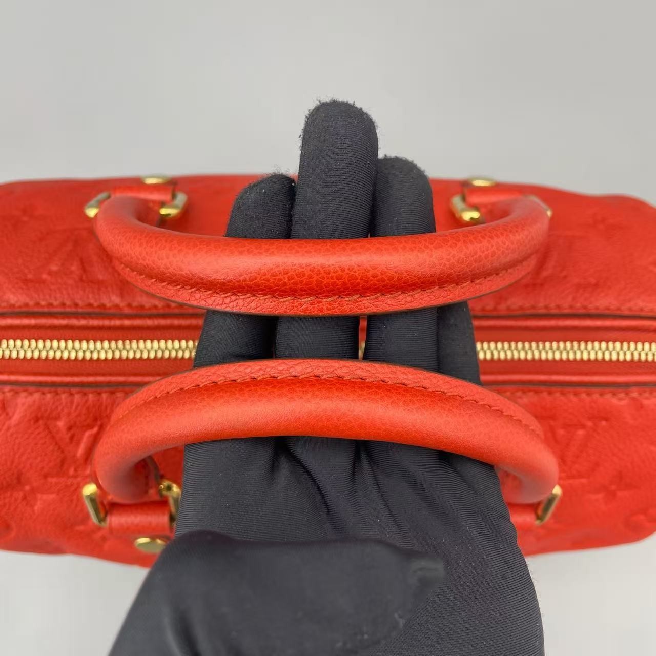 Louis Vuitton Speedy Bandoulière 25 Red Empreinte Leather Gold Hardware Auth