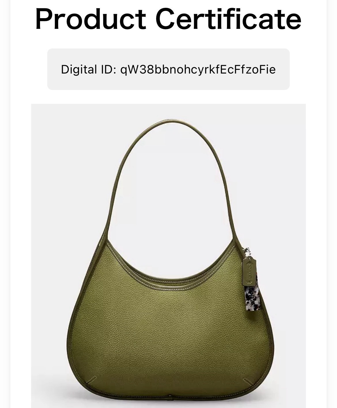 Coach Coachtopia Large Ergo Bag CQ018 Olive Green Pebbled Leather Digital ID