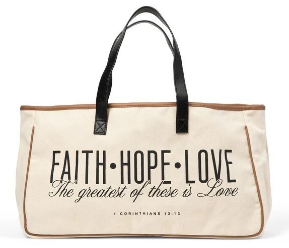 Faith Hope & Love Canvas Tote Large 19″ Love in Faith 1st Cor. New