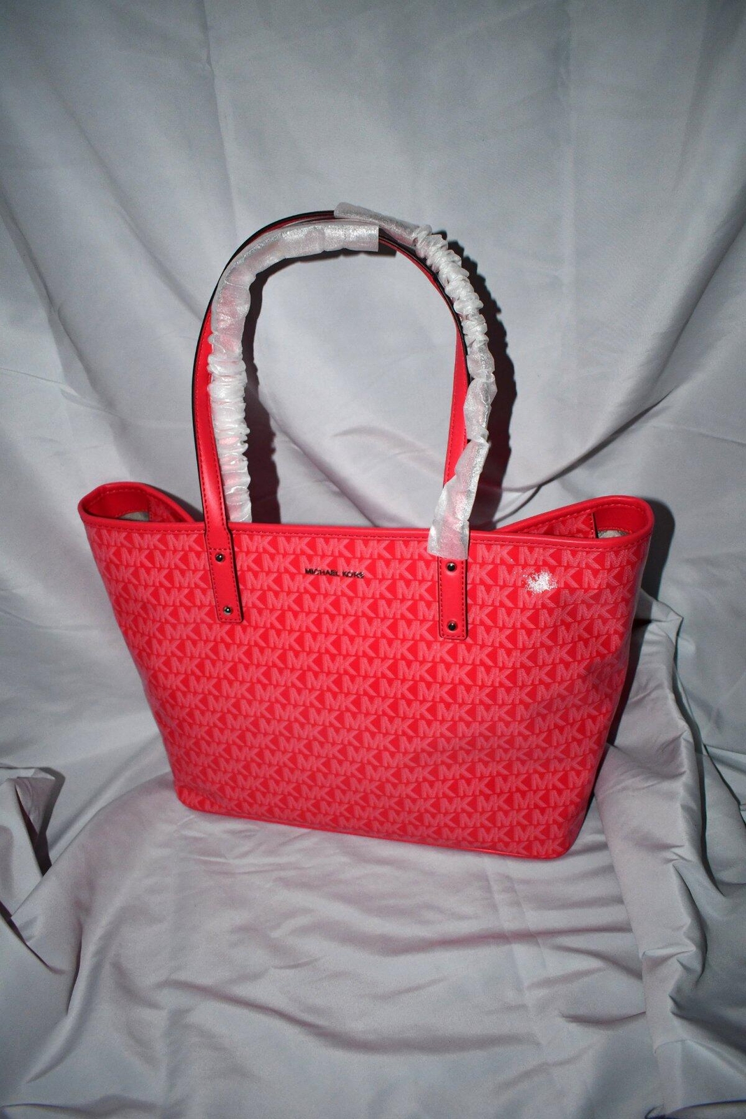 MICHAEL Kors Carter LARGE Monogram Tote Bag in Geranium #30S3SZPT3V NWT