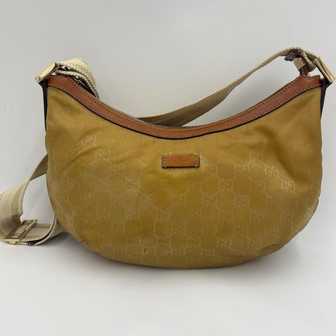 GUCCI Shoulder Bag GG Nylon Sherry Line Half Moon 181092 002123 Women’s Auth