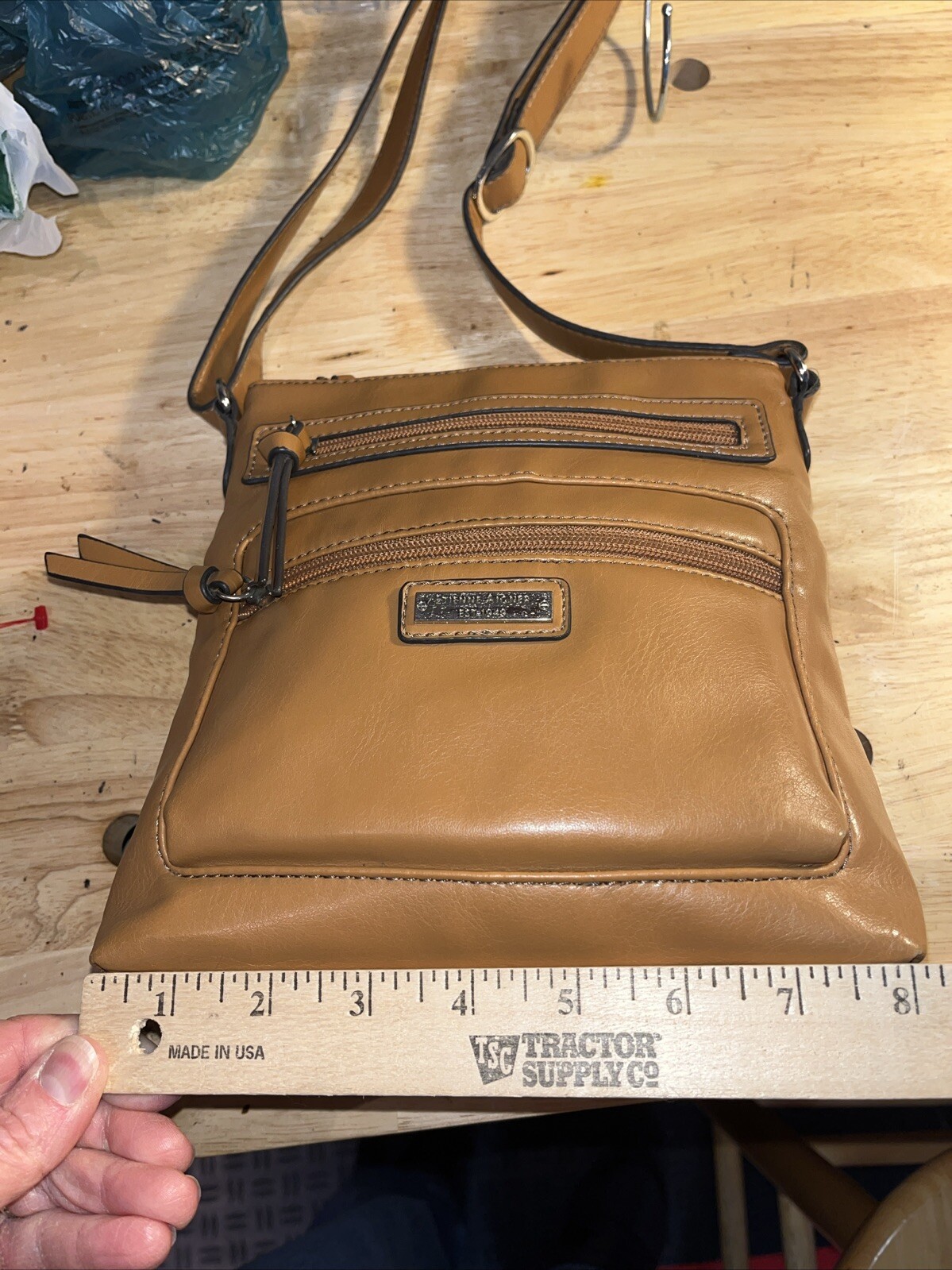 Etienne Aigner Camel Color Smooth Nappa Small Crossbody Bag Purse