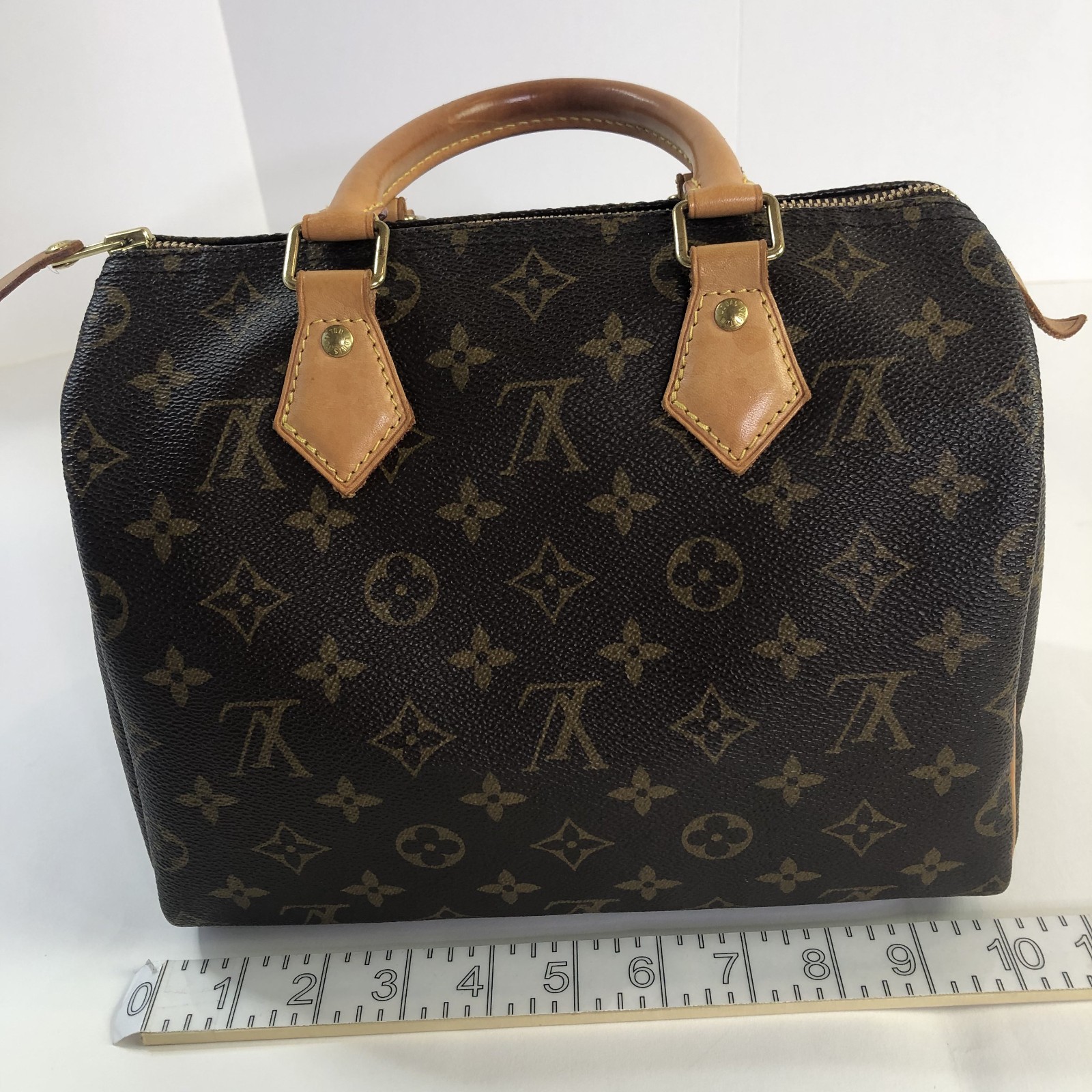 Louis Vuitton Monogram Speedy 25 Handbag Padlock/Keys Brown Made In US 2018