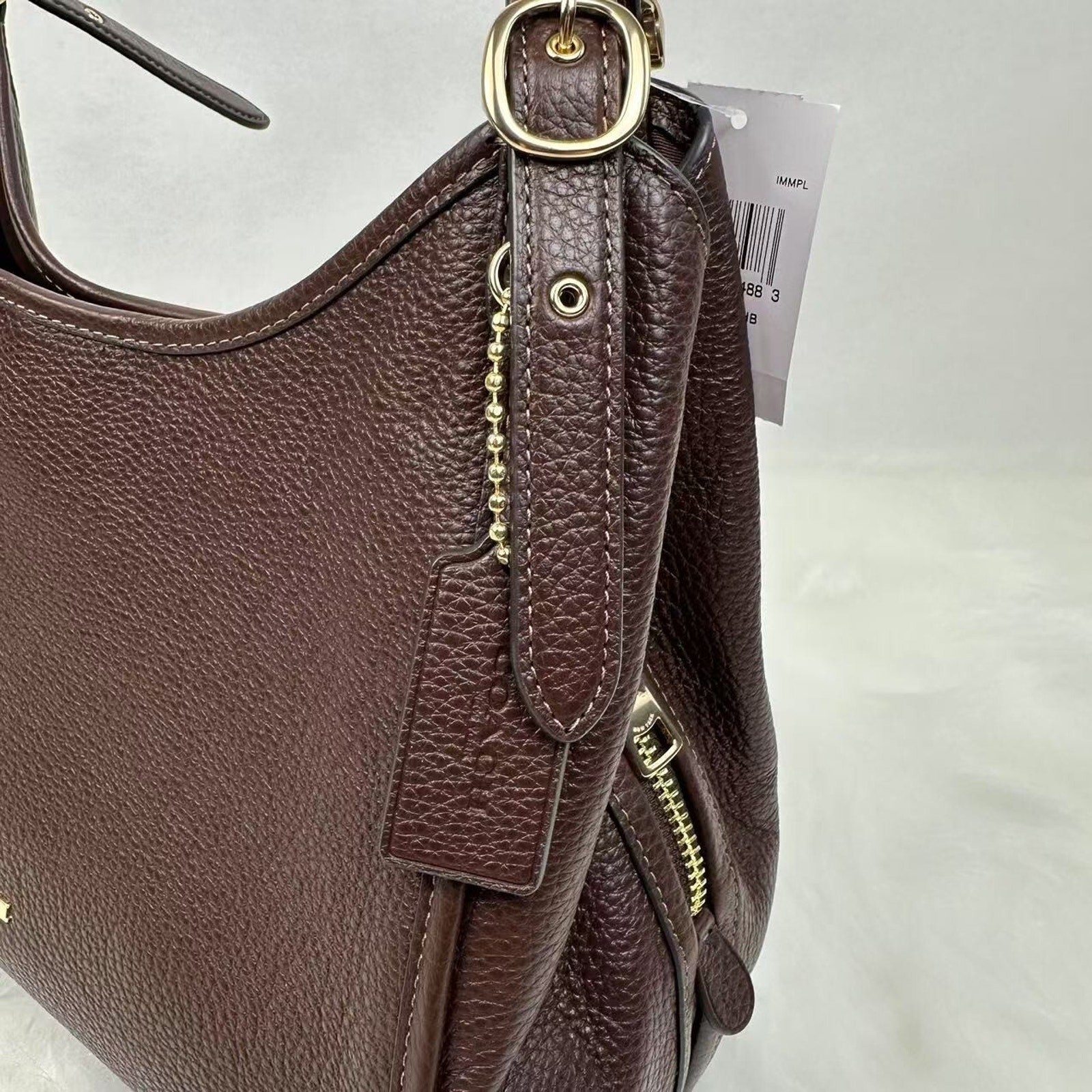Coach Erin Shoulder Bag In pebble Leather In Gold/Maple CAQ86 NWT