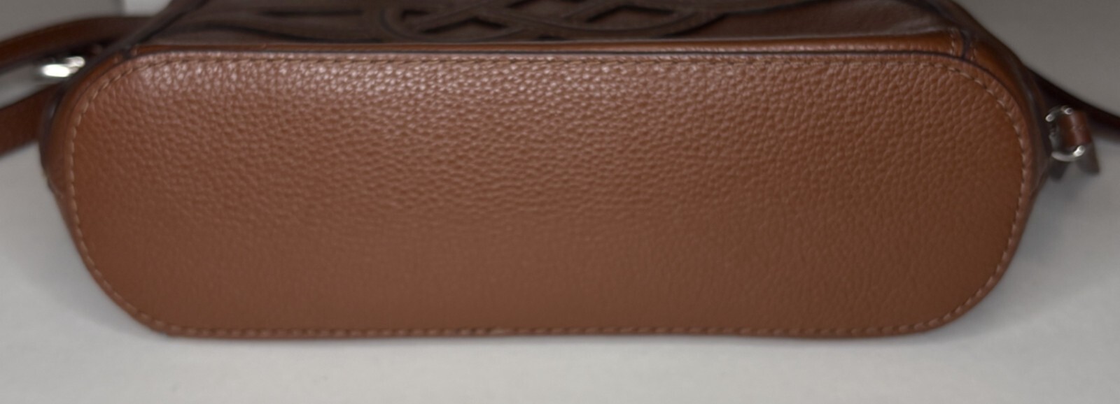 Brighton Zippered Brown Pebbled Leather Camera Crossbody Handbag (Car-181)