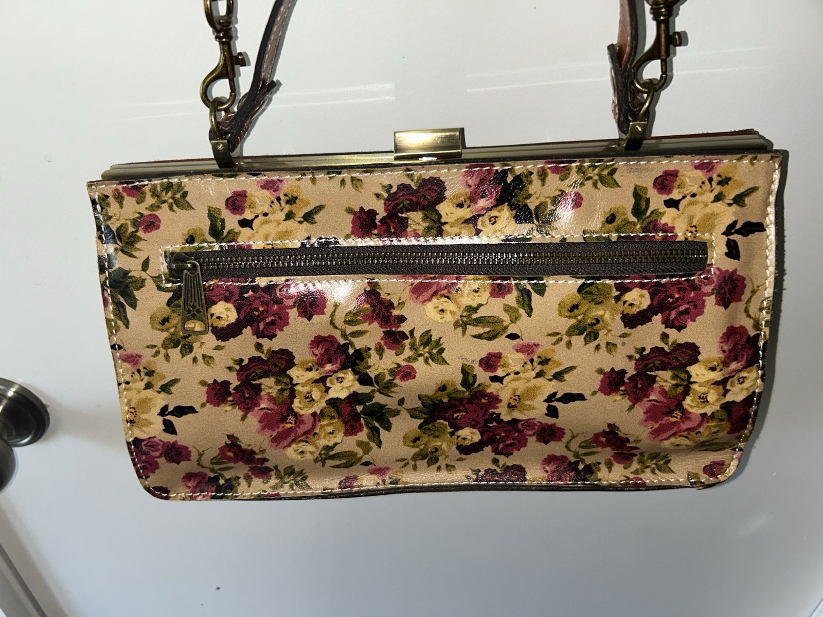 PATRICIA NASH Antique Rose Leather Trim Metal Clasp FERRARA Satchel Purse
