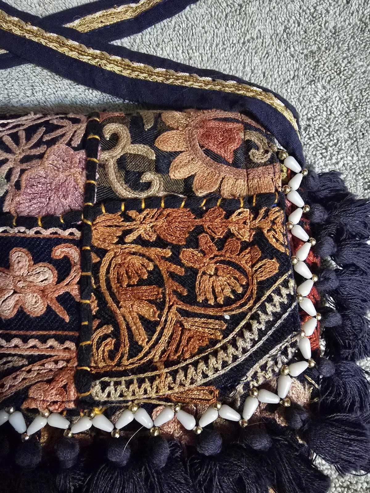 Vintage Unique Embroidered Crossbody Floral Bag Hand Stiched Super Clean