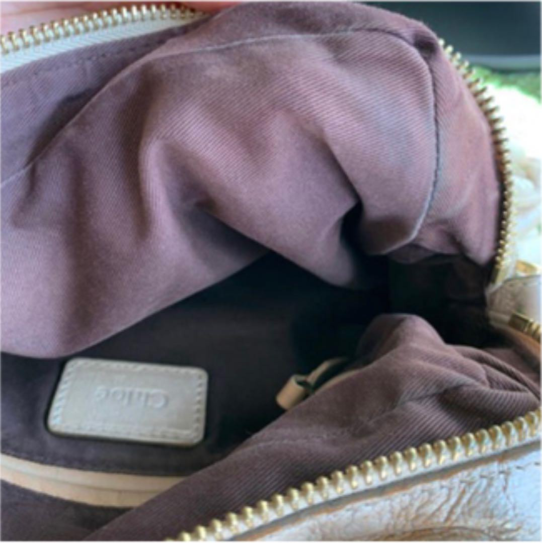 Chloe Parati Handbag Shoulder Champagne Gold Leather 37×20×13cm