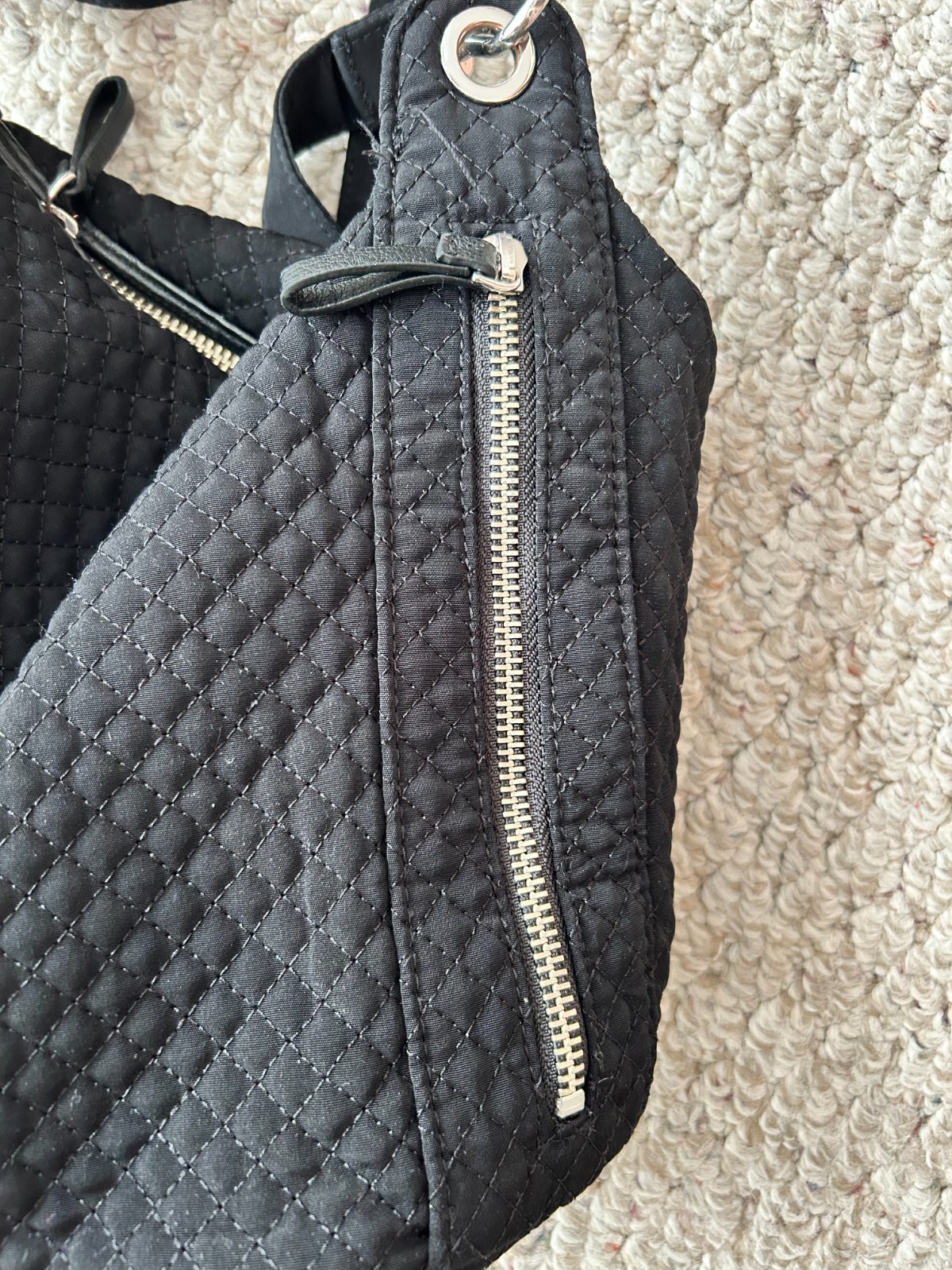 VERA BRADLEY Concealed Carry Black w/ Quilted Floral Lining Shoulder Handbag