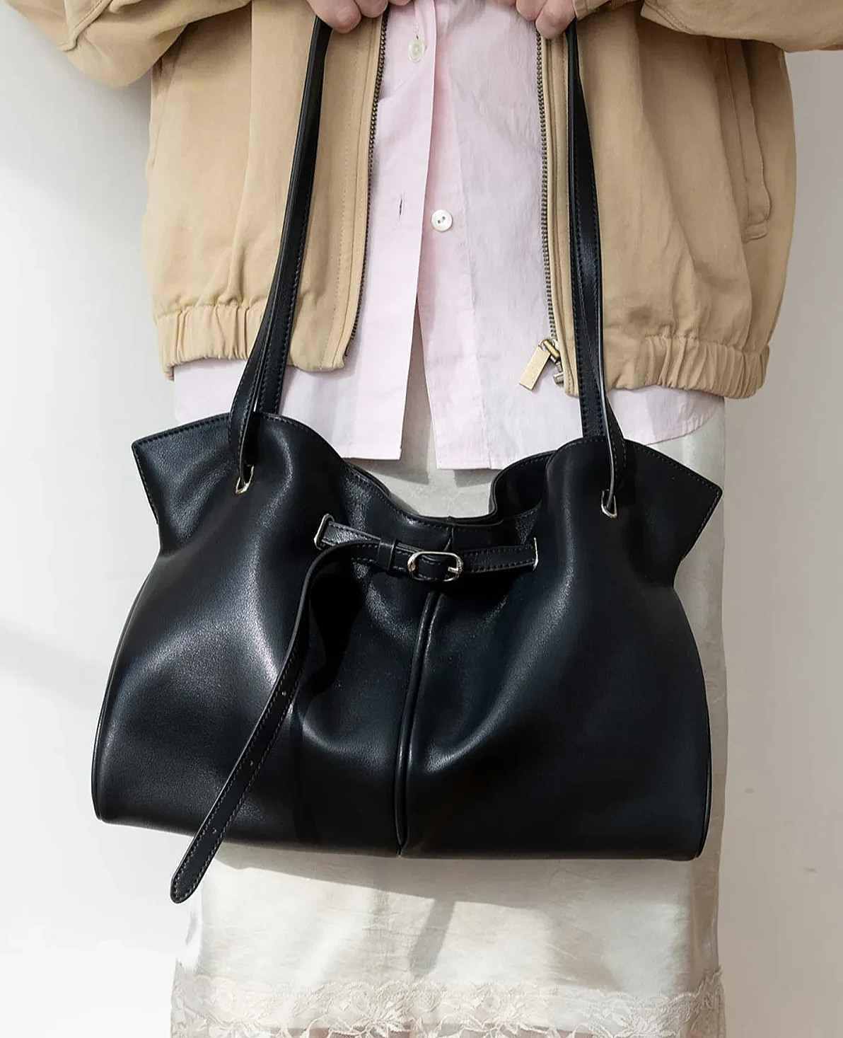 LOEUVRE Plie Shoulder Medium Bag FA6SB365-FH Brown New with Tag