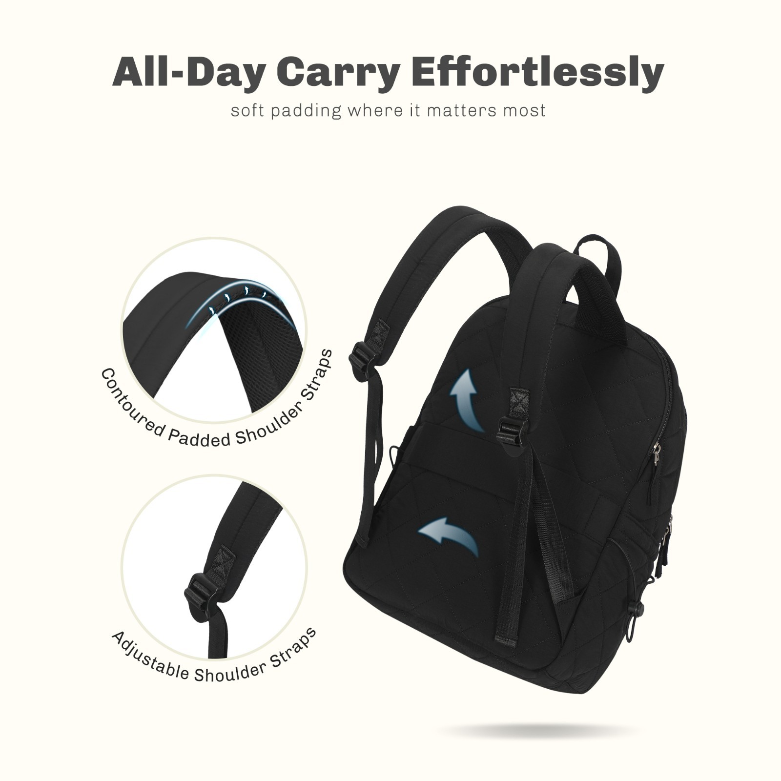 Hynes Eagle 20L Water-Resistant College Laptop Backpack Quilted Casual Daypack