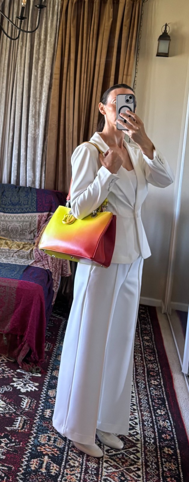 Christian Dior Classic Diorissimo Medium Tote Yellow/Orange Ombre- Pouch, Snaps