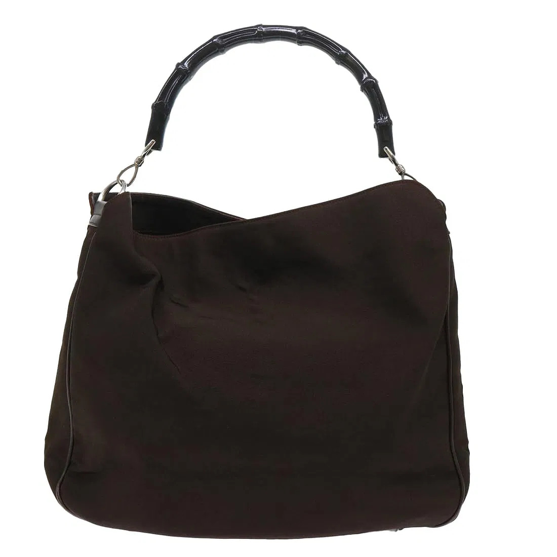 GUCCI Bamboo Handle One Shoulder Bag Black Women Auth 12.59 x 15.35 x 3.93″