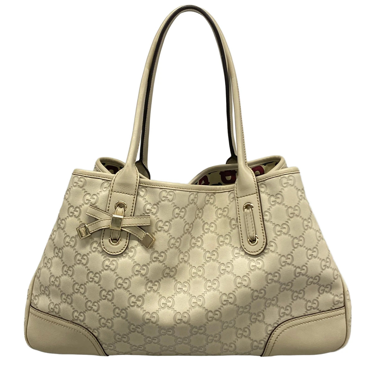 GUCCI Princesy, Shimaline 163805 Cream Leather Tote Bag