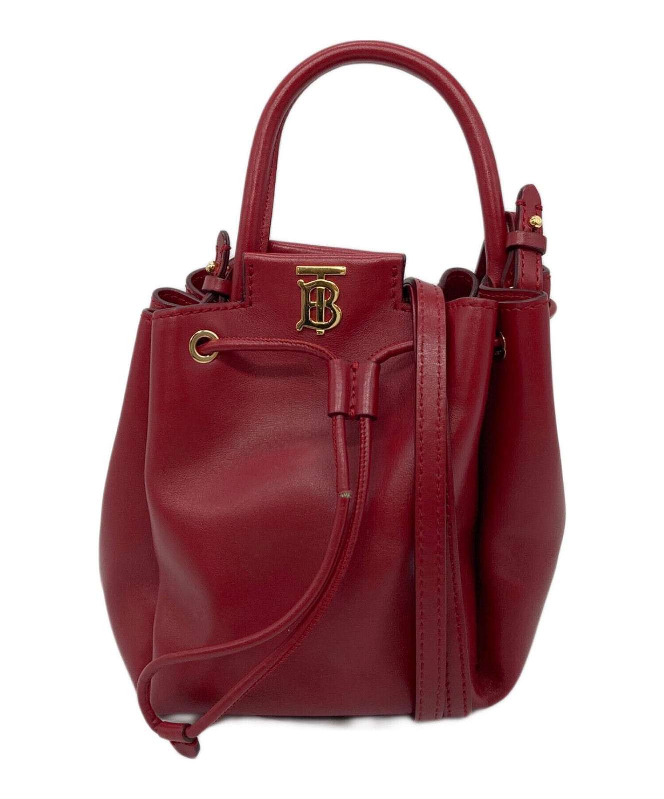BURBERRY Bucket bag TB Leather Red Authentic From Japan