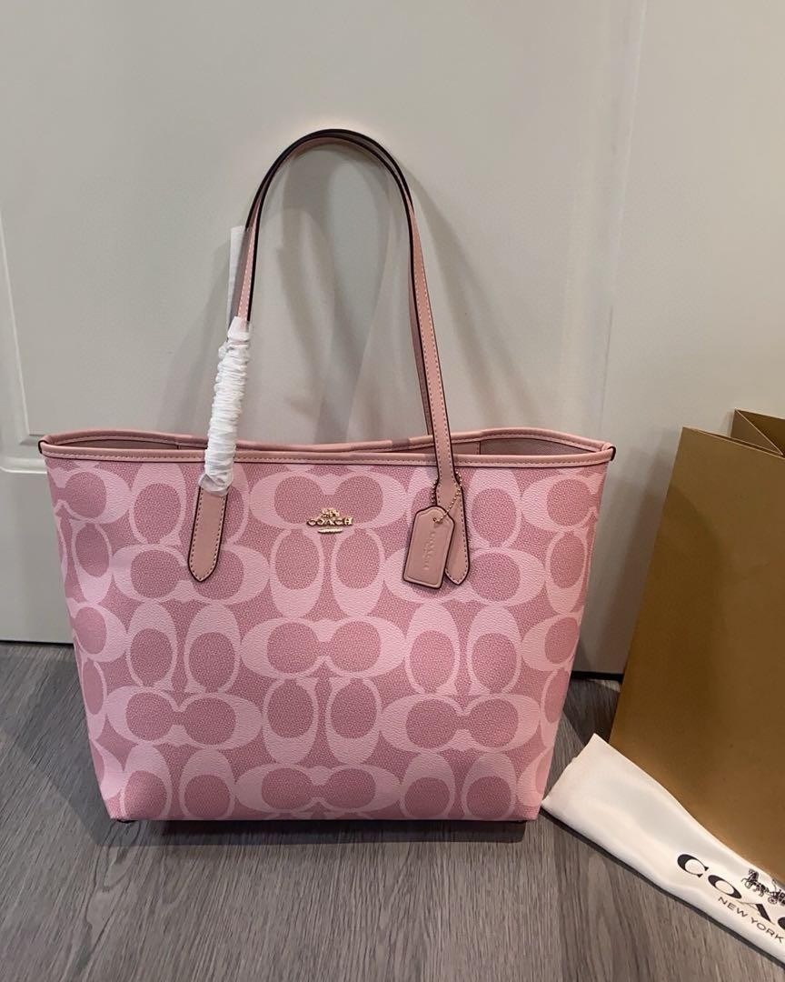 COACH City Tote Bag Signature Canvas Powder Pink CAL49 Outlet NEW JAPAN DDP