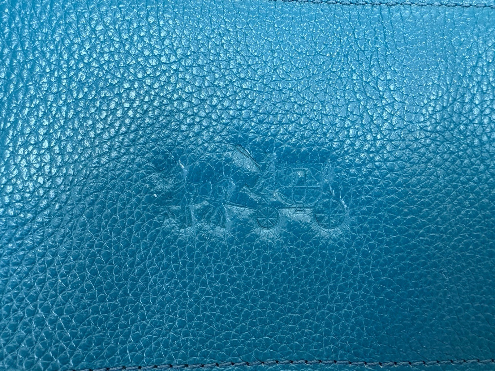 COACH Turquoise Tatem Whiplash Leather Tote Bag Purse Chain Accent Key Chain Fob